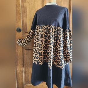 AQE Fashion Black Leopard Sweatshirt  Dress